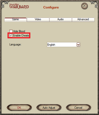 Mount Blade In Game Cheat Menu