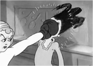 Olive oyl punched by mae wst caricature