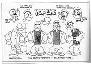 Popeye's Fleischer Studios model sheet.