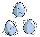 Blue Eggs Cracking (Each of the three eggs change appearance)