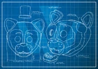 A blueprint of Popgoes' head.