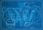 A blueprint of Blake's head.