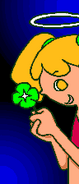 Poet holds a clover. Screenshot from Pop'n Music 3.