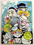 Sylvie with Fu-chan, Rie-chan, Sanae-chan, Mr. KK, Uta, Boy, B-kun and Shishamo on the Pop'n Music éclale card "Hello! Life with Glasses!"