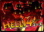 Goku-sotsu-kun appearing on the HELL 14 expert course from Pop'n Music 14 FEVER!, along with Wilhelm, Dooooom, and Uno.