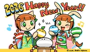 New Years illustration on the Pop'n Music High Cheers!! website