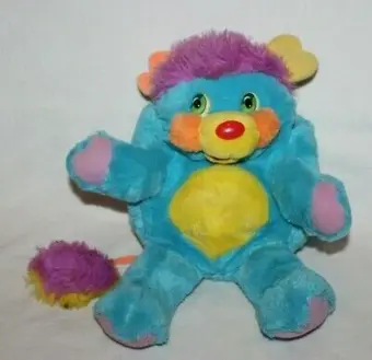 Peluche Popples pom pom girl rose blanc bleu Année 1987