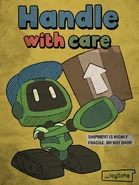 Un póster de Boogie Bot localizado en el almacén.