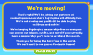 Message announcing the game being moved to Coolmath Games