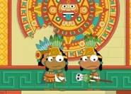 The king, his assistants, and the sun stone