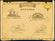 Monster Carnival Island shown on the Poptropica map alongside "Time Twisted Island," the working name for Time Tangled Island