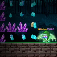 A player obtaining a fossil from breaking a Nether Crystal.