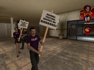 HAAT protestors' picket signs.