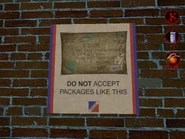 Warning inside Parcel Center.