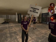 HAAT protestors' picket signs.