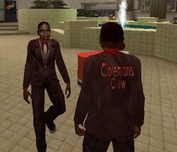 Coleman's Crew are identified by their dark suits with a "Colemans Crew" legend on the back.