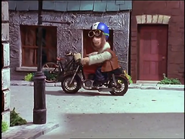 Peter driving his motorbike