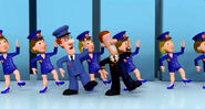 Postman Pat and the PATBOT dance in the "You're the One" finals