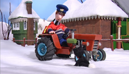 Pat driving the Red Tractor