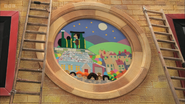 The Station's stained-glass window in Postman Pat and the Train Station Window