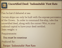 Uncertified Deed Indomitable First Rate