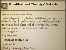 Uncertified Deed Sovereign First Rate