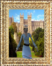 Here is a portreat of Princess Emily behind windsor castle with her princess crown