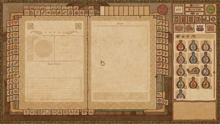 A recipe book by Lyllla, a community member of the Potion Craft discord