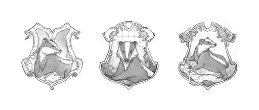 hogwarts house crests black and white