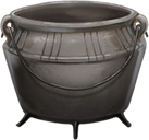 A pewter cauldron