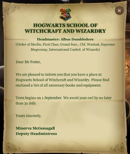 Harry's school letter
