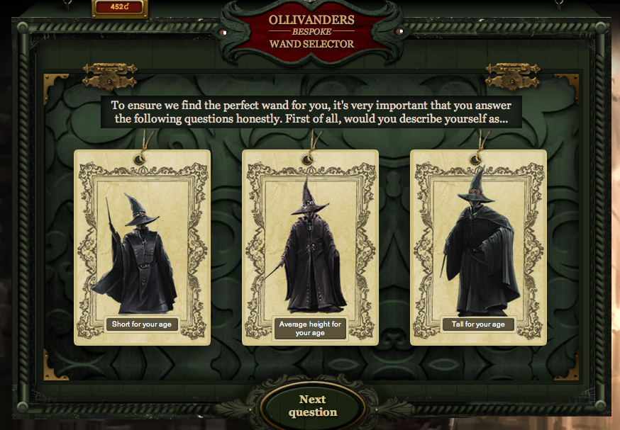 POTTERMORE SORTING HAT & WAND CHOOSING 