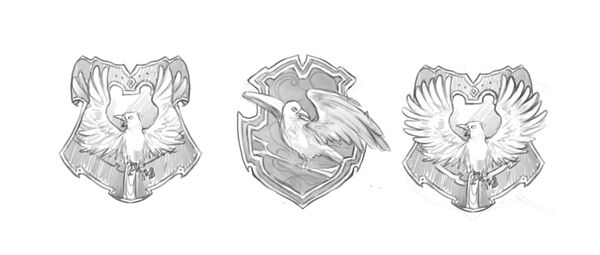 Ravenclaw crest with eagle and hogwarts castle