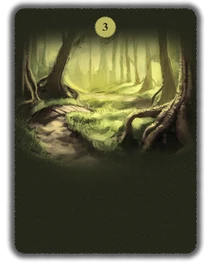 The twisting, leaf-strewn path through woods