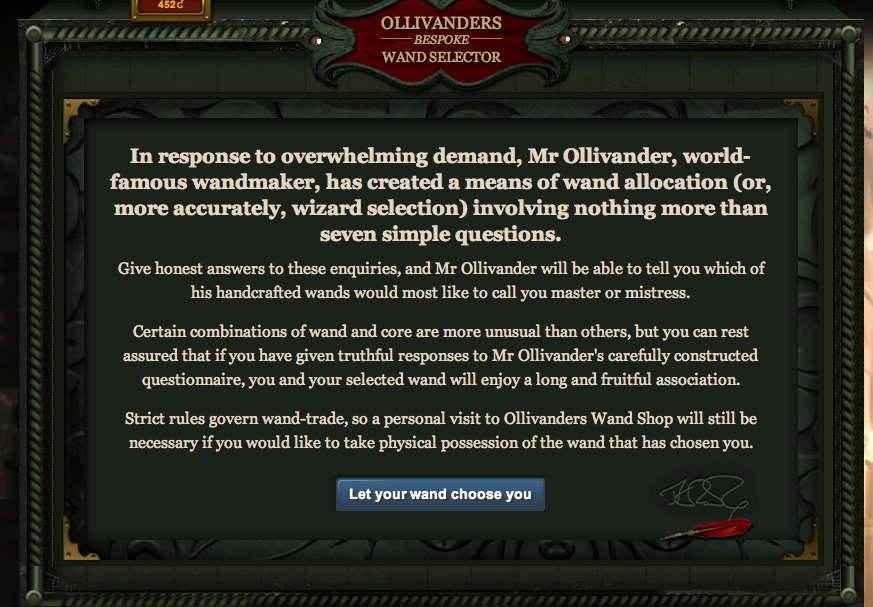 Pottermore Quizzes