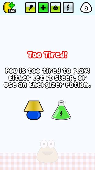 Pou is hungry,tired and dirty.