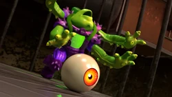 Dr. Nautilus' normal eye falls off from his socket.