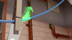 Dr. Nautilus' acid slime melting a cable.