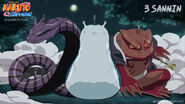 Orochimaru, Tsunade and Jiraiya (Naruto) summons Manda, Katsuyu and Gamabunta.