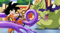 Giran (Dragon Ball) binding Goku with Merry-Go-Round Gum.