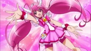 Hoshizora Miyuki/Cure Happy's (Smile Pretty Cure) sheer determination and motivational personality facilitates her leadership over her team.