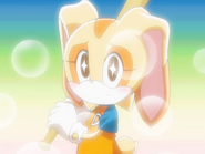 Cream the Rabbit (Sonic X) using her cuteness to convince the pitcher to not throw too hard.