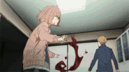 Kuriyama Mirai.gif (1,002 KB) Kuriyama Mirai (Kyoukai no Kanata), was born with the ability to manipulate her blood in various ways such as shaping and solidifying it to form constructs of sword or shield.