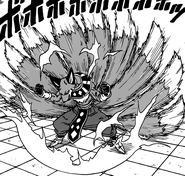 Liqueur (Dragon Ball Super) entering his enhanced Nine-Tails form.