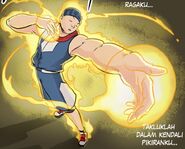 Basuki (Lightman) can control his light power cause of explosion of Energy Capsule in Madakaripura Waterfall