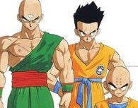 Tien, Yamcha and Krillin (Dragon Ball series) although they are humans, thanks to Chi Mastery have abilities that are borderline god-like in scope having the power to destroy whole planets and fly super sonic speeds.