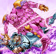 Johnny Joestar's (JoJo's Bizarre Adventure Part VII: Steel Ball Run) Stand, Tusk ACT 4 has the power of Infinite Rotation, the damage caused by it is infinite and will never end unless Johnny was to apply another similar rotation moving the other way, resulting in them cancelling each other out.