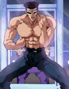 Younger Toguro (Yu Yu Hakusho) bulking his muscles to 20% power...