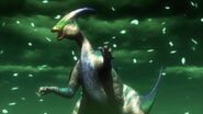 Parasaurolophus/Paris (Dinosaur King), one of the ornitpod dinosaurs with plant powers.