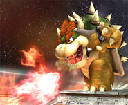 Bowser (Super Smash Bros. Brawl) breathing fire.